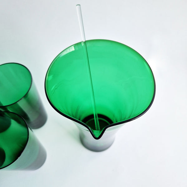 Mid-century Italian green glasses and carafe set