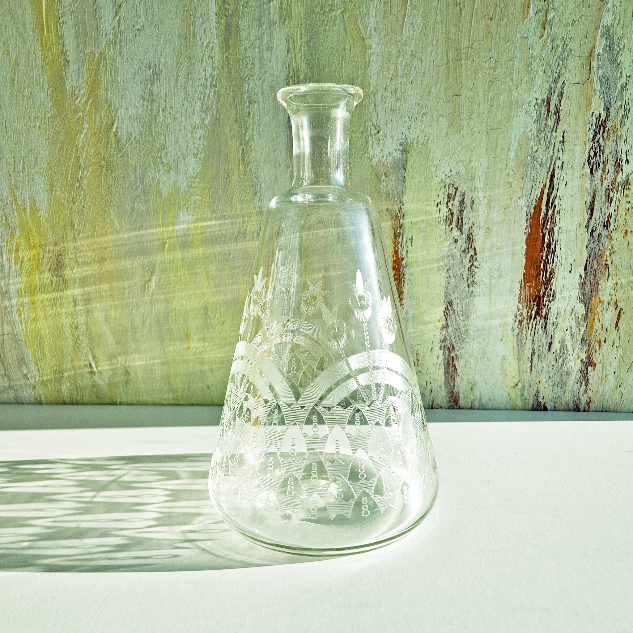 Mid-century etched glass decanter