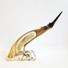 Mid-century horn bird statue on marble base