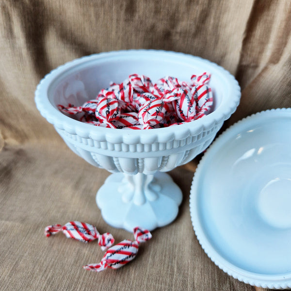 Antique French opaline glass lidded bowl by Portieux Vallerysthal