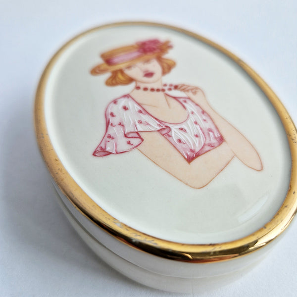 Mid-century porcelain trinket box