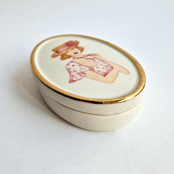 Mid-century porcelain trinket box
