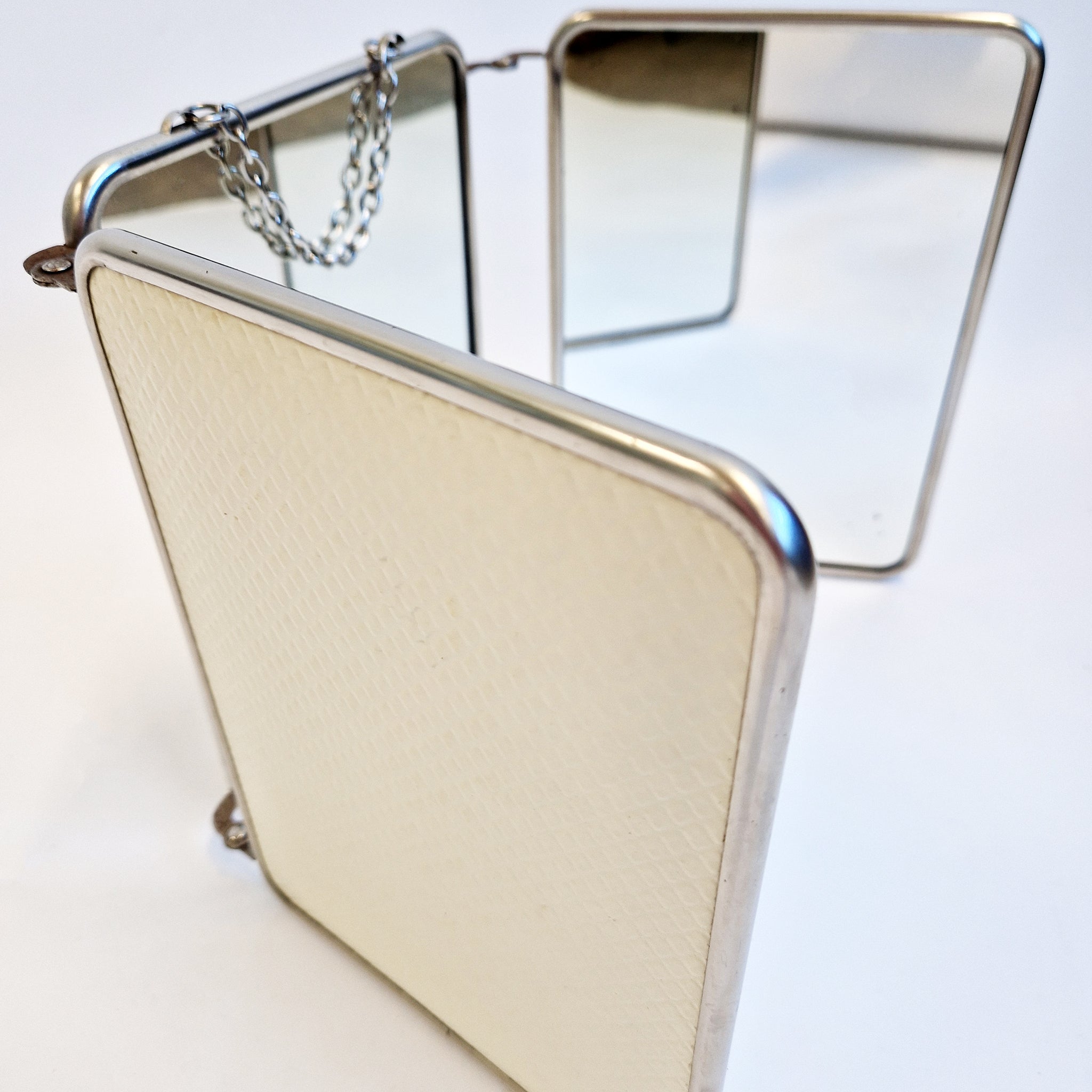 Mid-century folding travel mirror