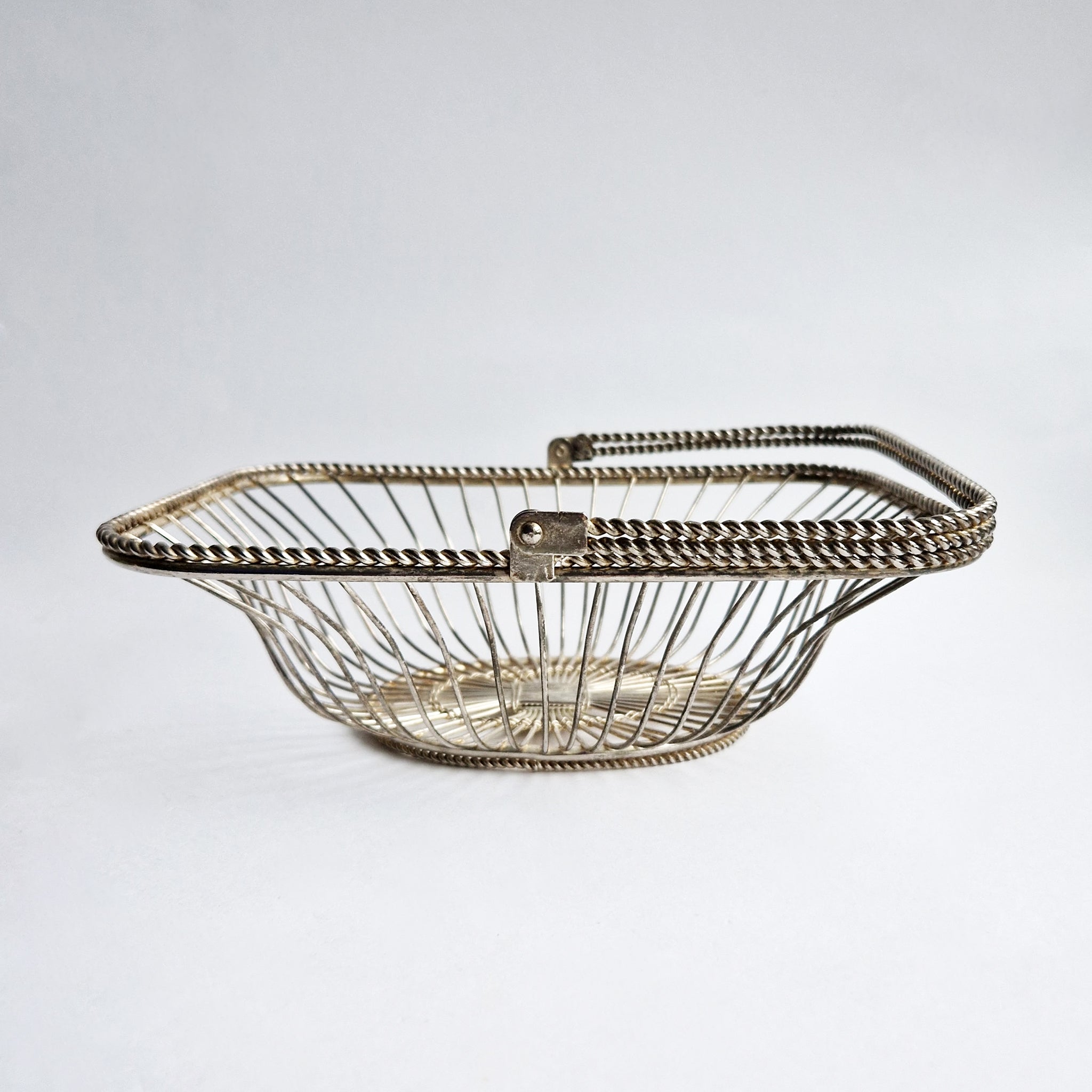 Mid-century silver-plated wire basket