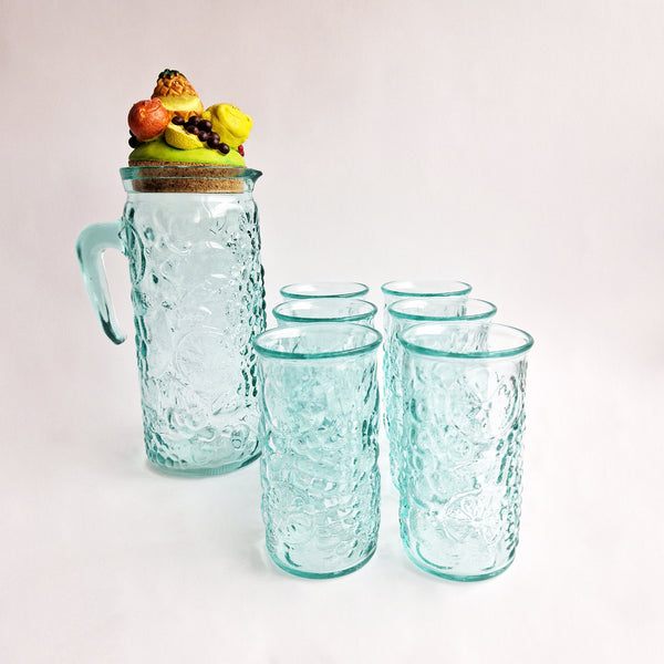 Pre-loved tall glasses and jug set by Vetreria Etrusca