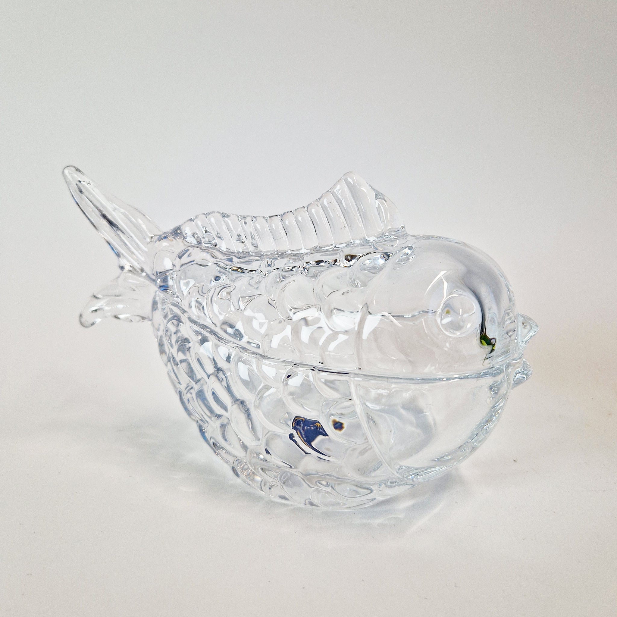 Pre-loved crystal fish lidded bowl