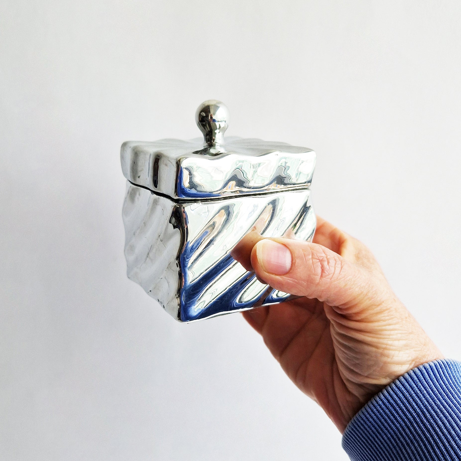 Pre-loved Italian silvered ceramic trinket box