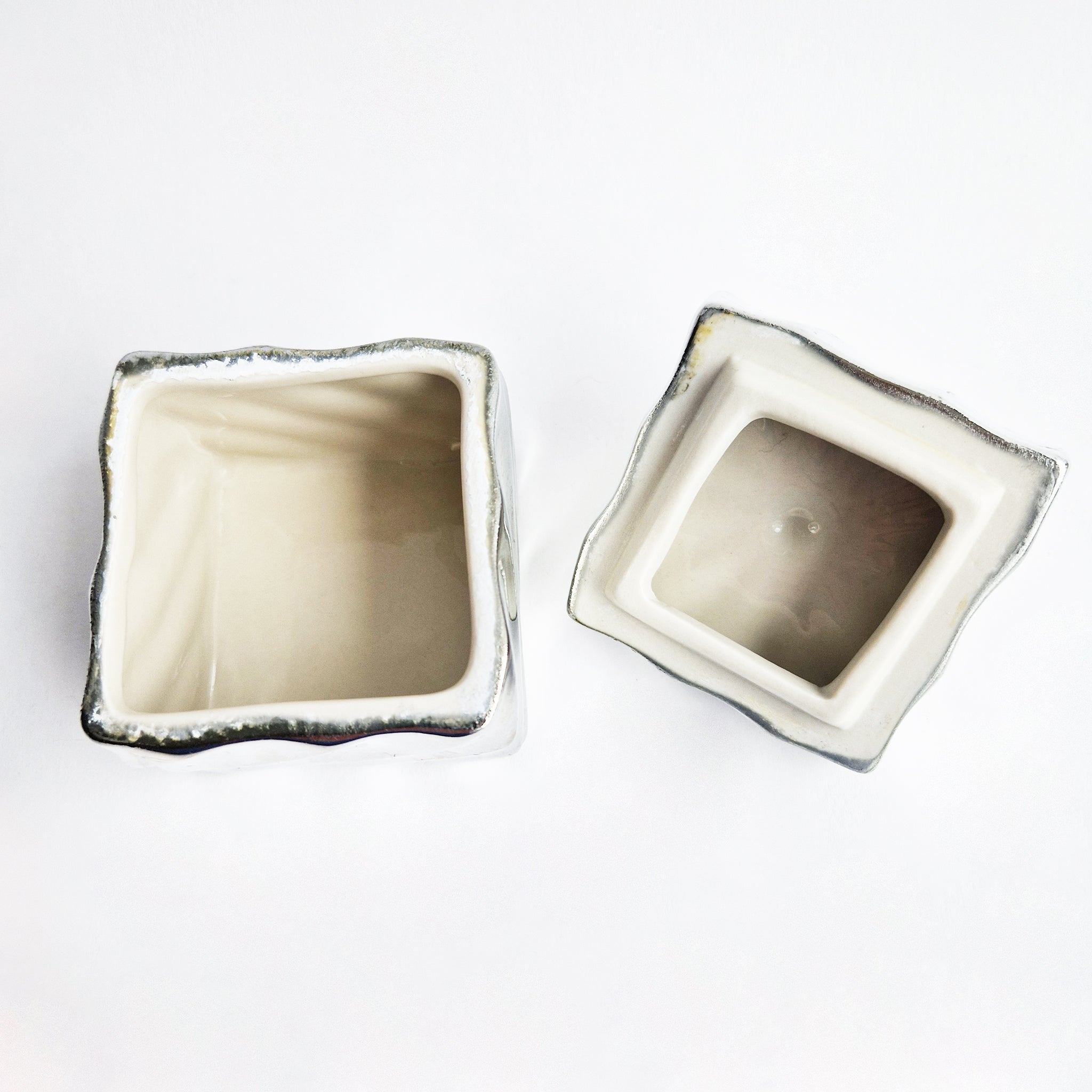 Pre-loved Italian silvered ceramic trinket box