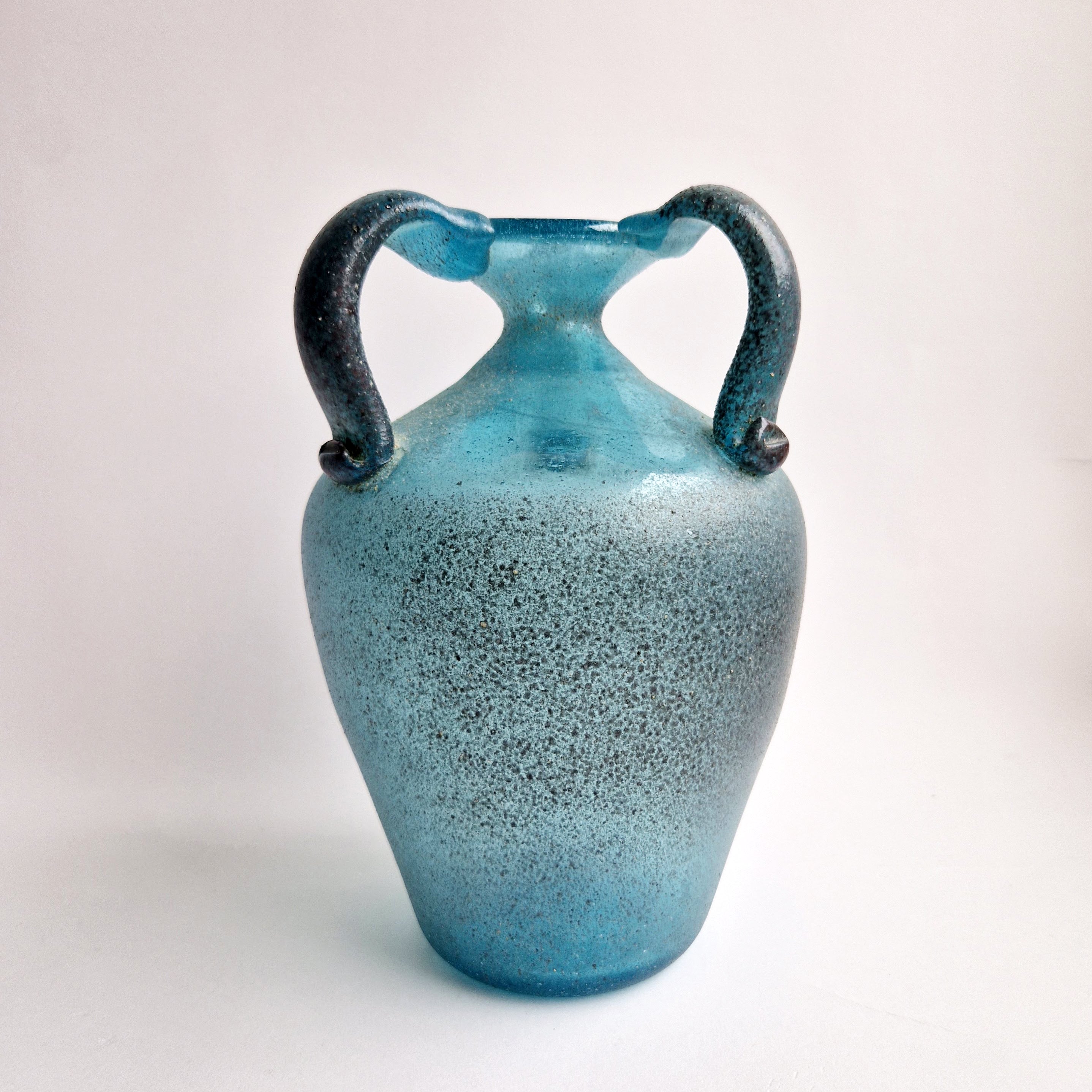 Vintage scavo glass amphora vase