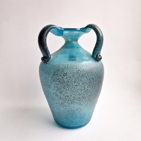 Vintage scavo glass amphora vase