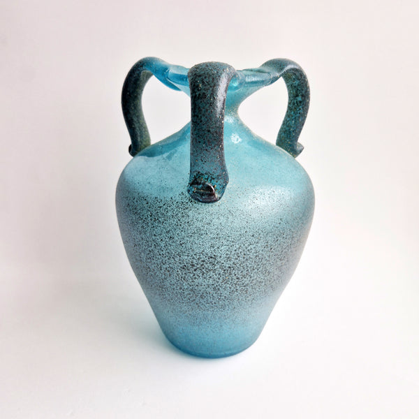 Vintage scavo glass amphora vase