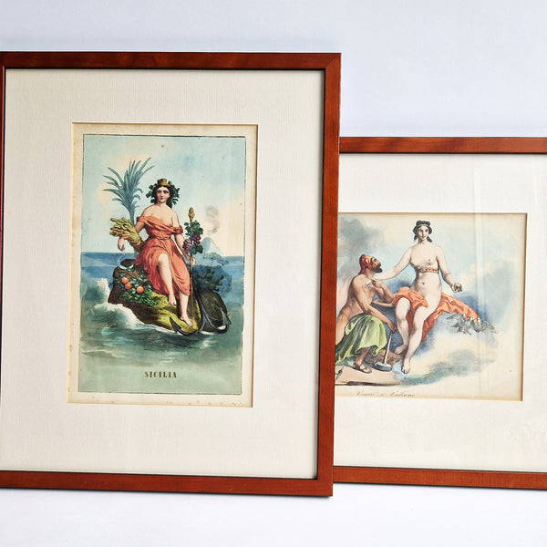 Antique Italian print of Sicily
