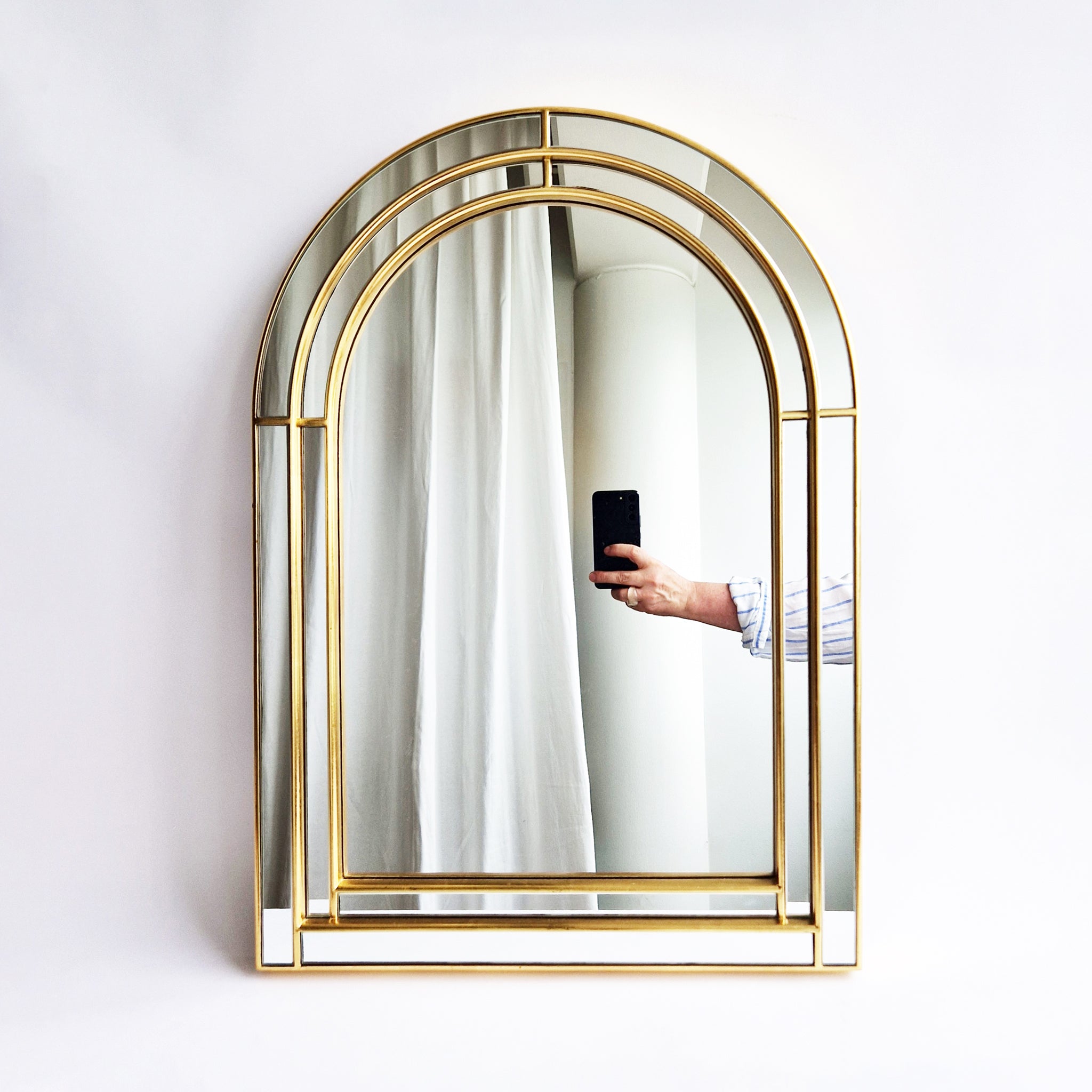 1980s Art Deco style gold mirror by Deknudt