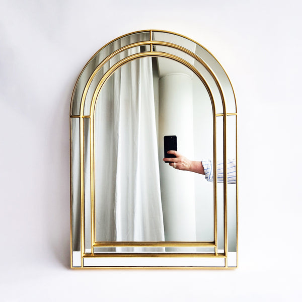 1980s Art Deco style gold mirror by Deknudt