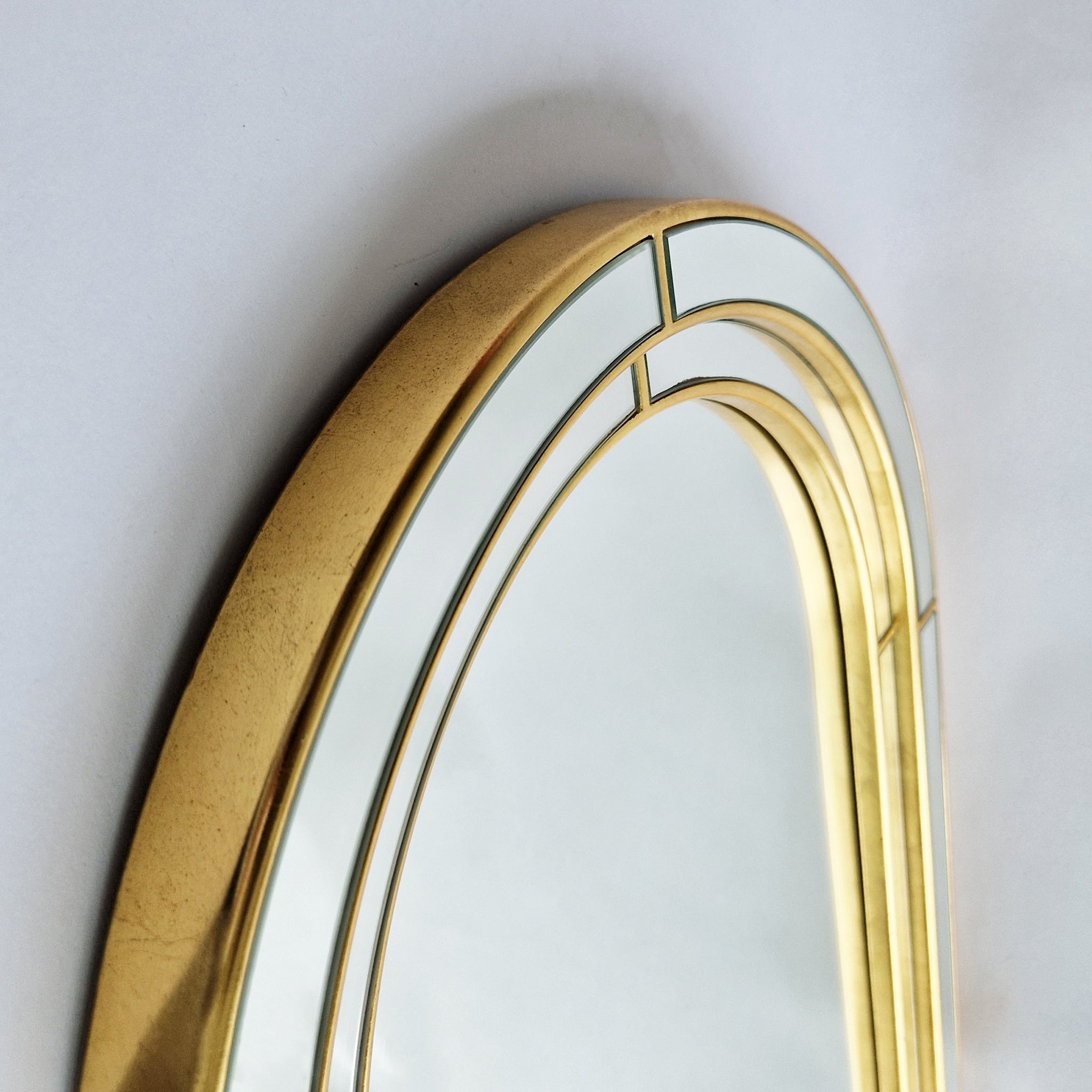 1980s Art Deco style gold mirror by Deknudt
