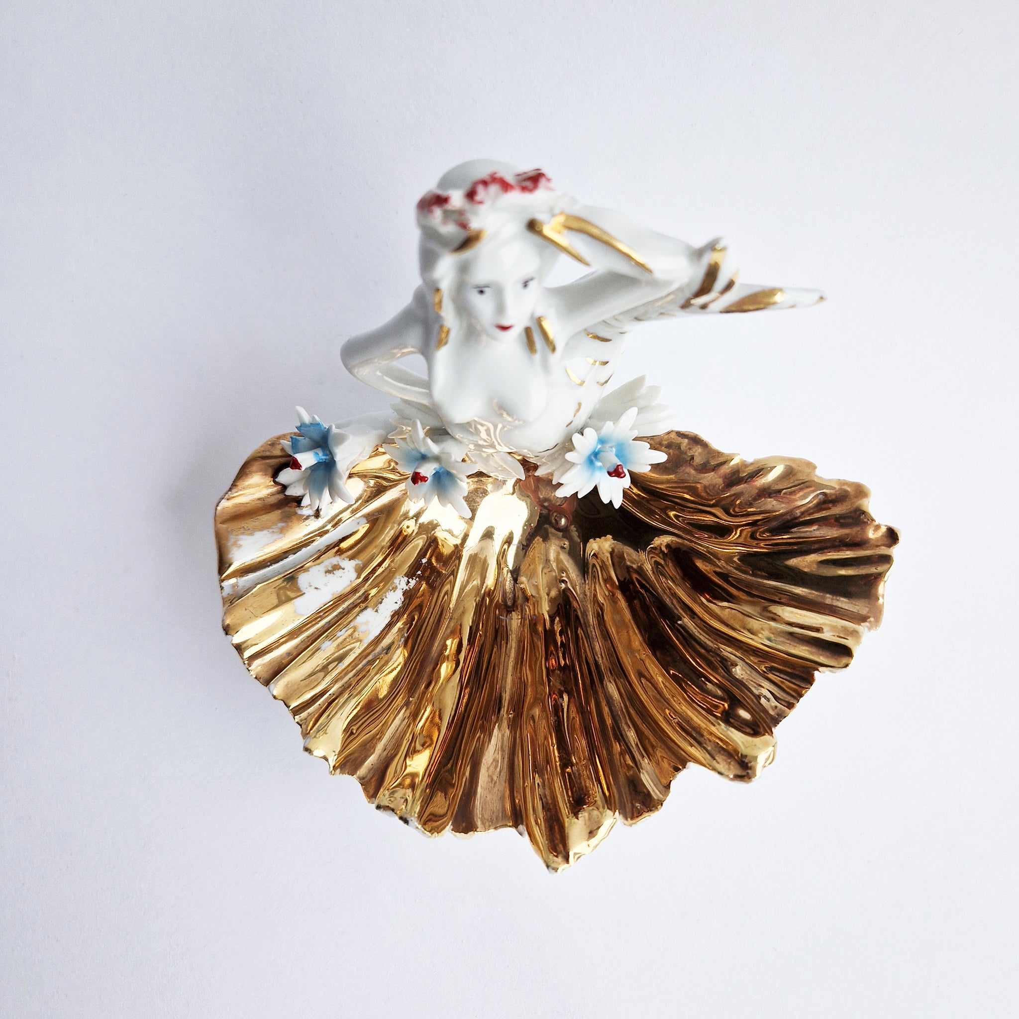 Vintage Italian porcelain mermaid dish by Capodimonte