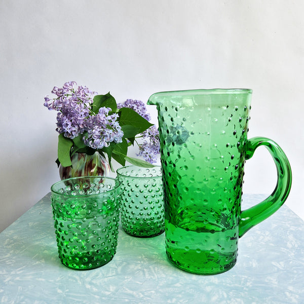 Vintage Empoli style green glass tumbler set