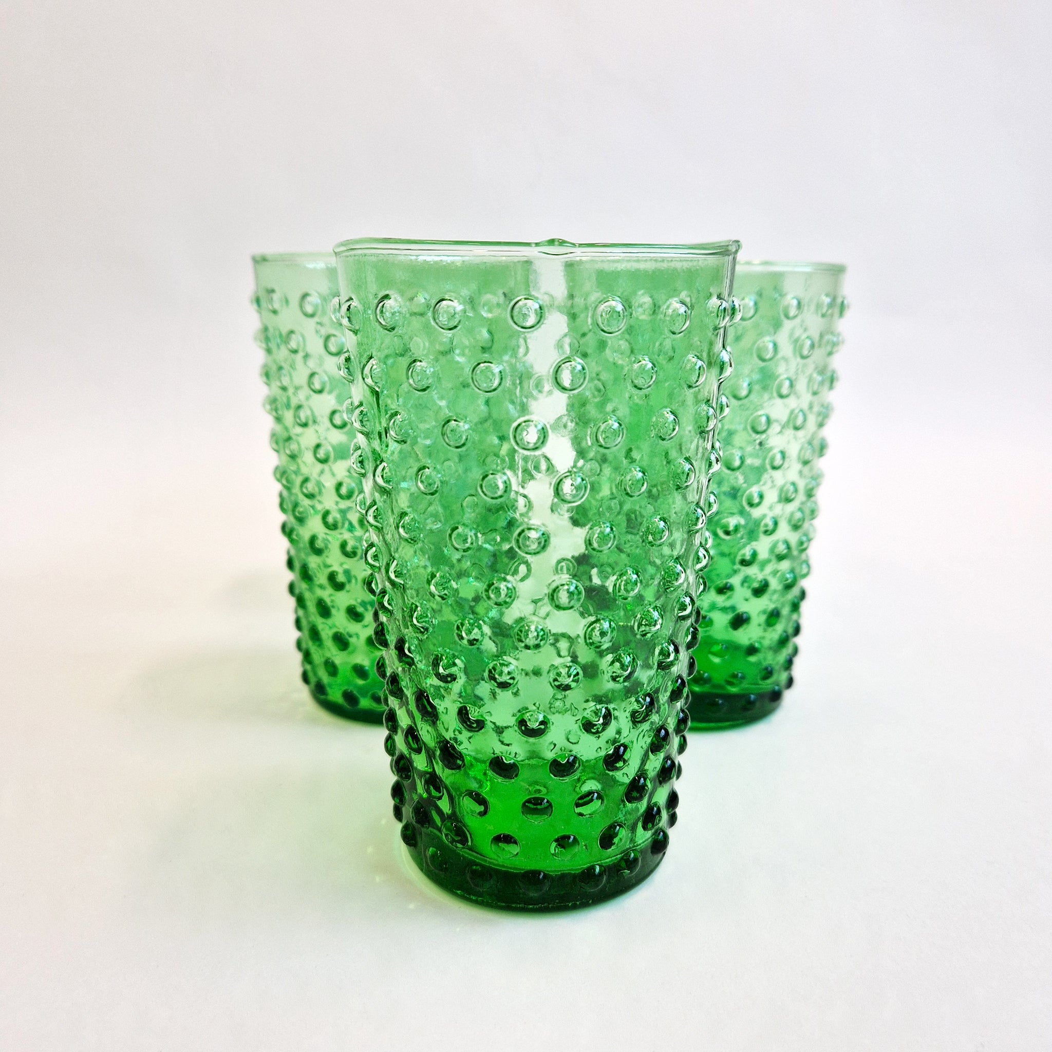 Vintage Empoli style green glass tall tumbler set