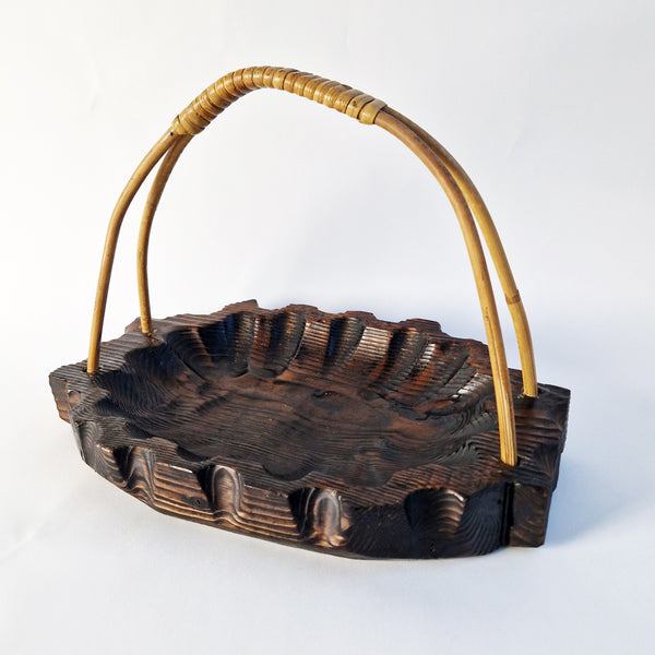 Vintage carved wooden basket