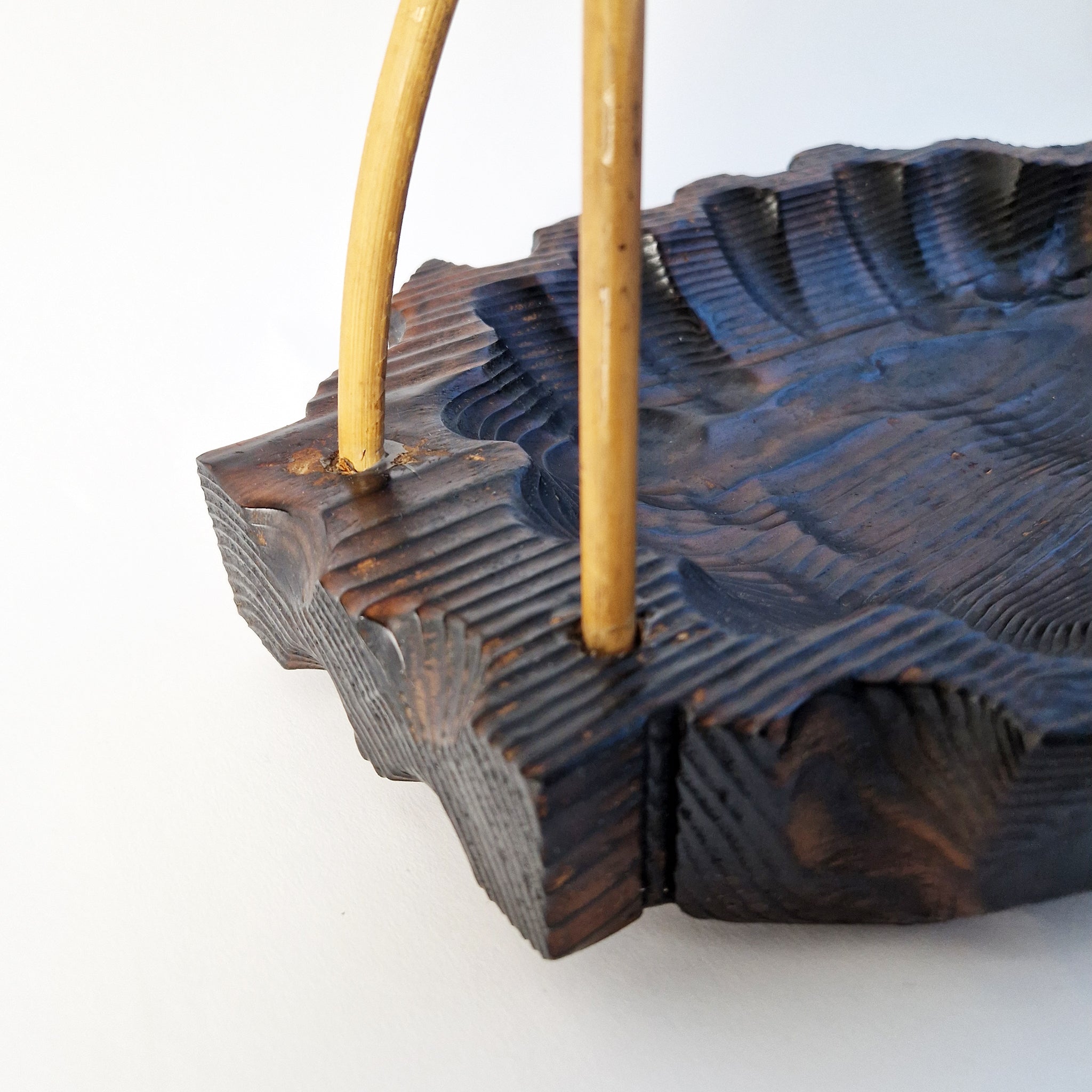 Vintage carved wooden basket