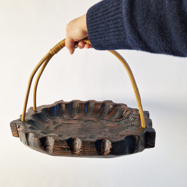 Vintage carved wooden basket