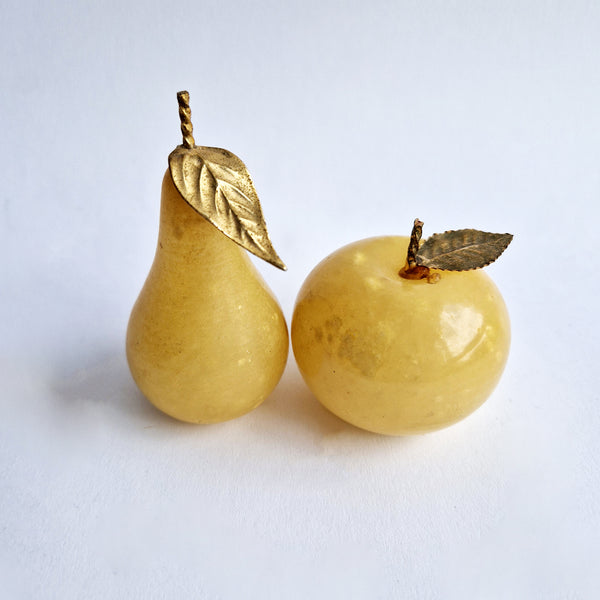 Vintage Italian alabaster apple and pear