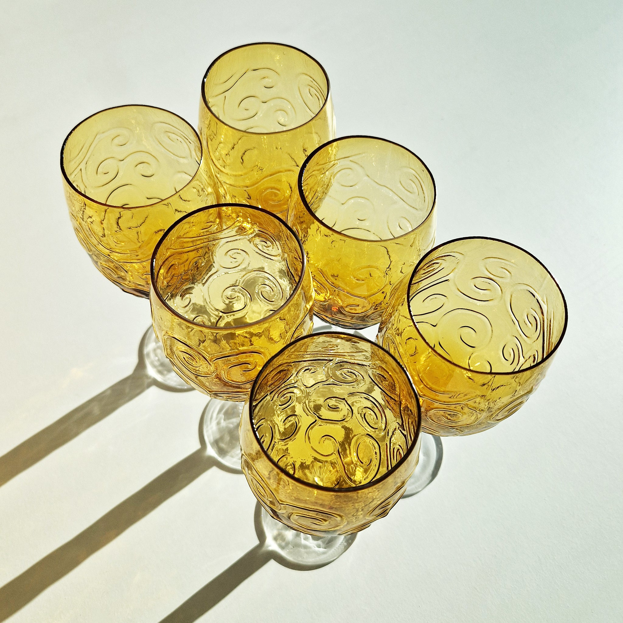 Vintage Italian amber wine glass set