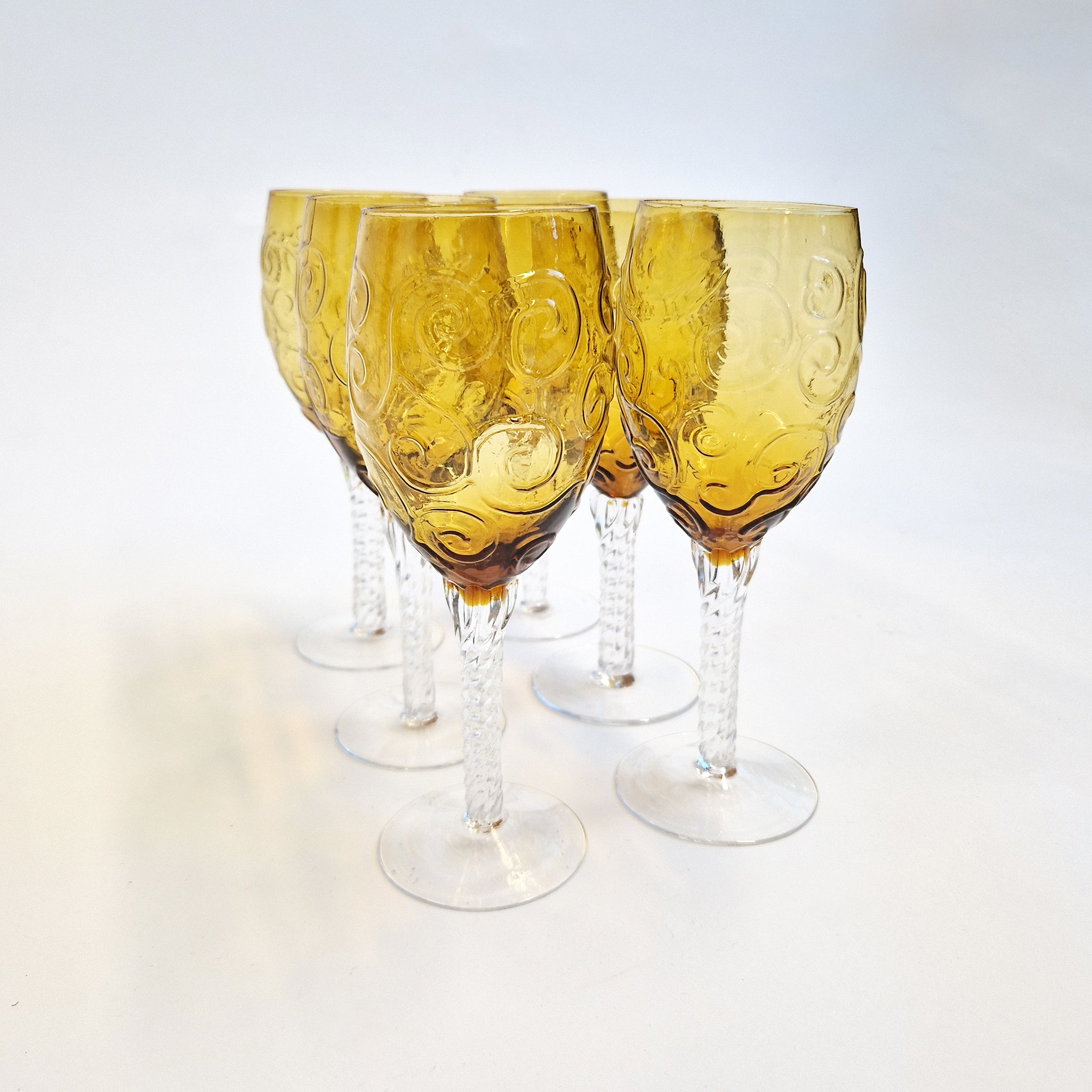 Vintage Italian amber wine glass set