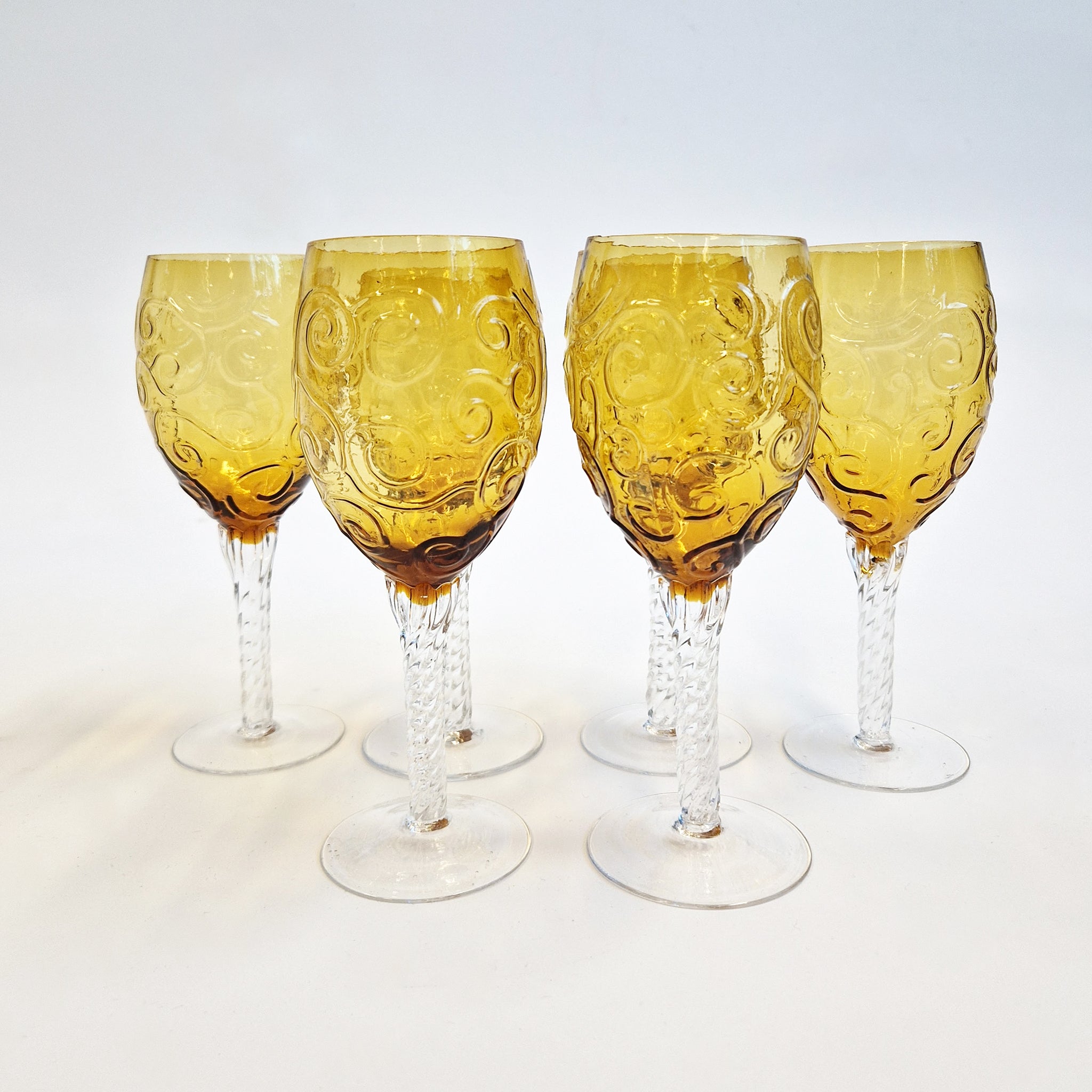 Vintage Italian amber wine glass set