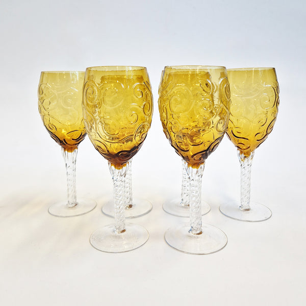 Vintage Italian amber wine glass set