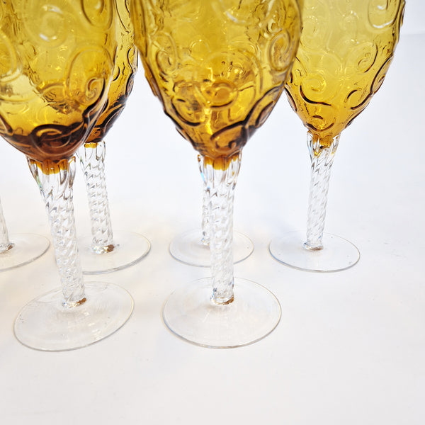 Vintage Italian amber wine glass set