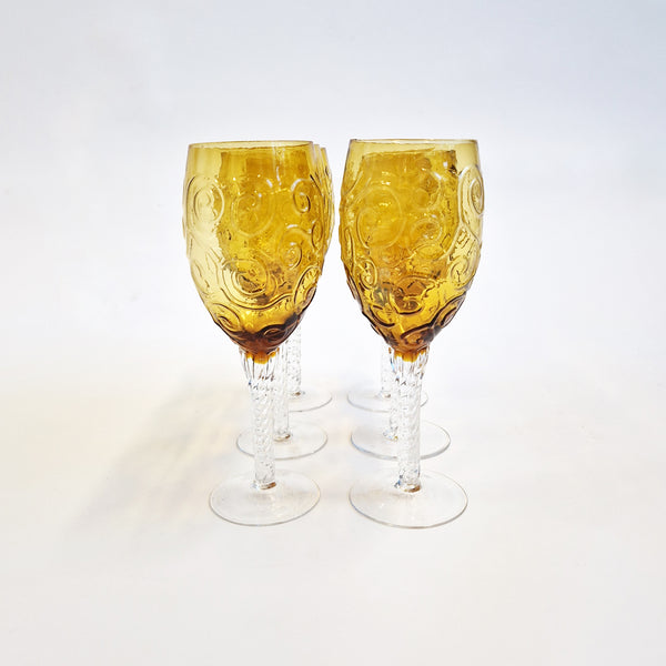 Vintage Italian amber wine glass set