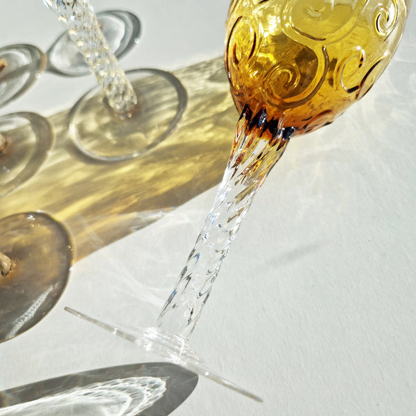 Vintage Italian amber wine glass set