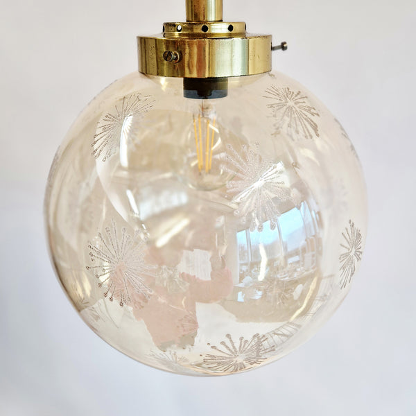 Vintage Italian glass ball hanging light with stars