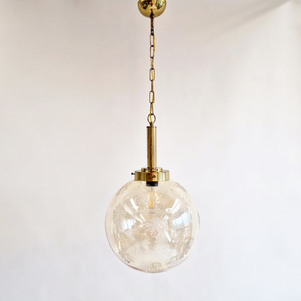 Vintage Italian glass ball hanging light with stars