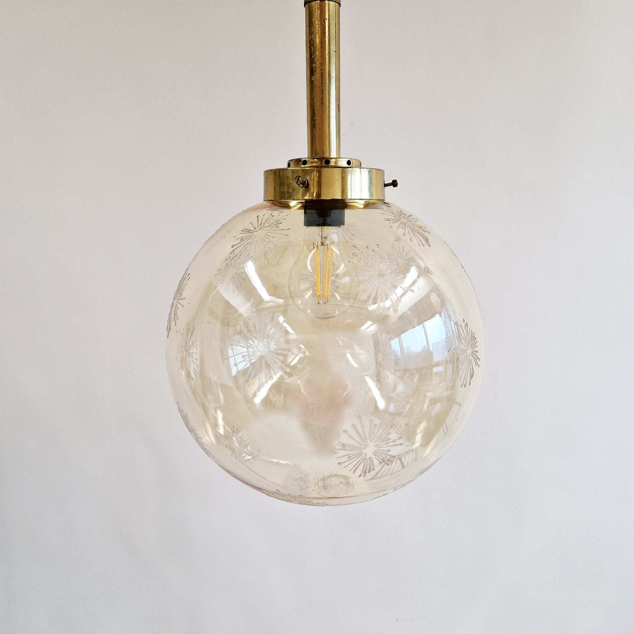 Vintage Italian glass ball hanging light with stars