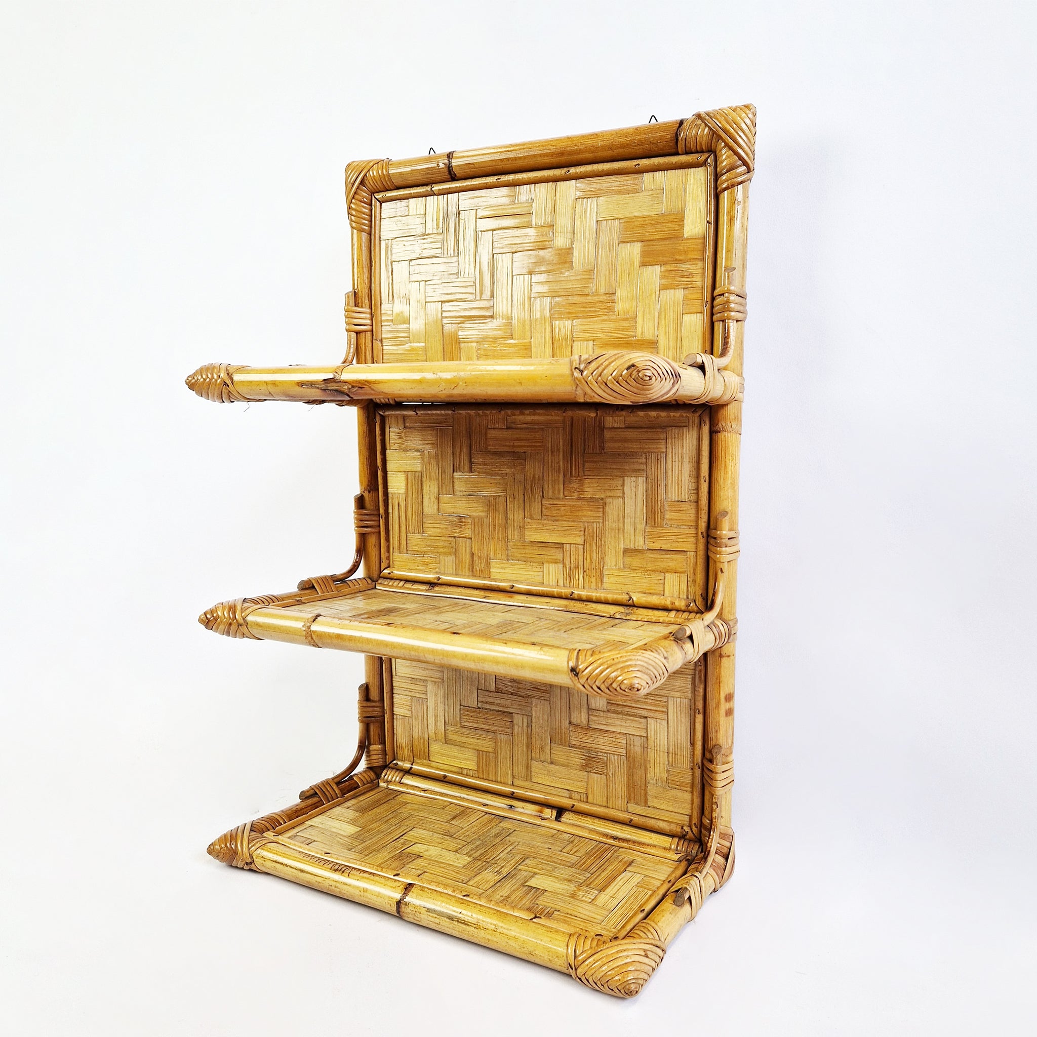 Vintage Italian bamboo 3-tier shelf