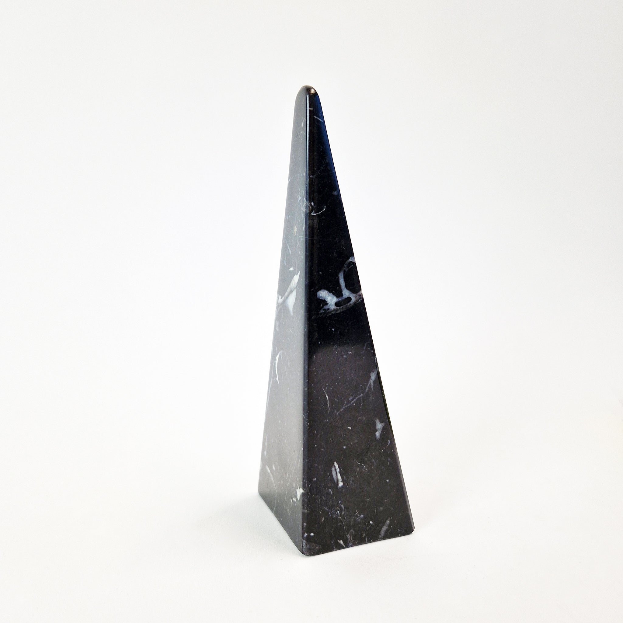 Vintage Italian black marble obelisk