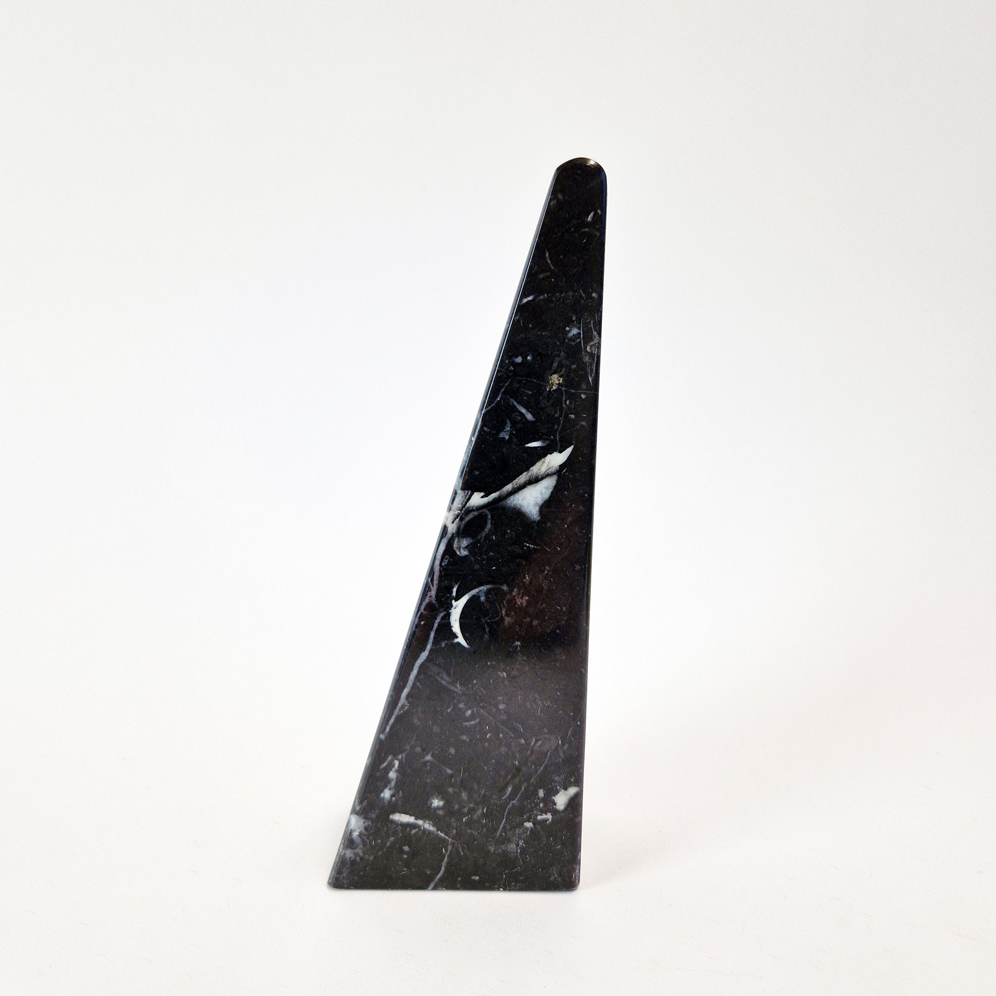 Vintage Italian black marble obelisk