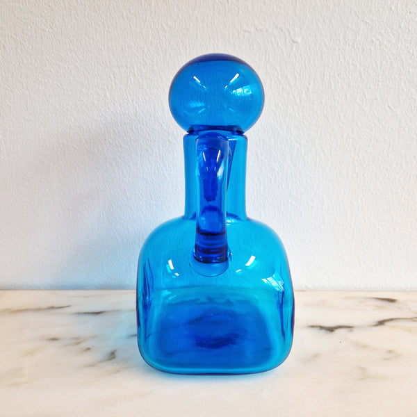 Vintage Empoli blue glass bottle with stopper