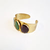 Vintage brass cuff bracelet with colored stones