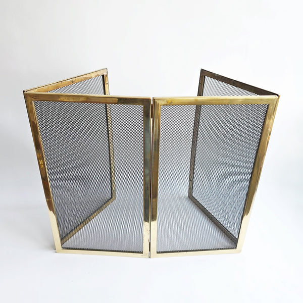 Vintage Italian brass folding fireguard