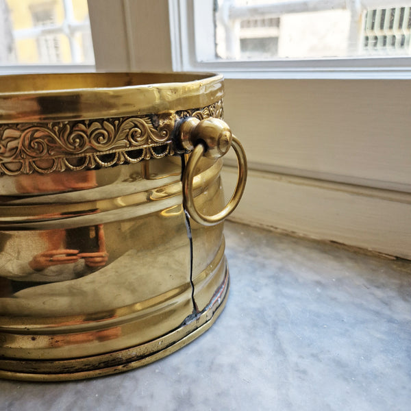 Vintage Italian oval brass planter
