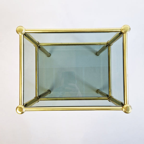 1970s brass and glass side table
