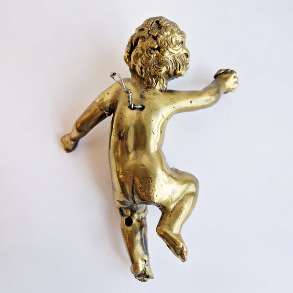 Vintage Italian bronze putto with apple