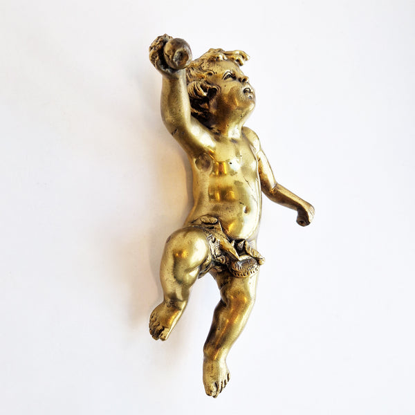 Vintage Italian bronze putto with apple