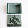 Vintage green carved trinket box