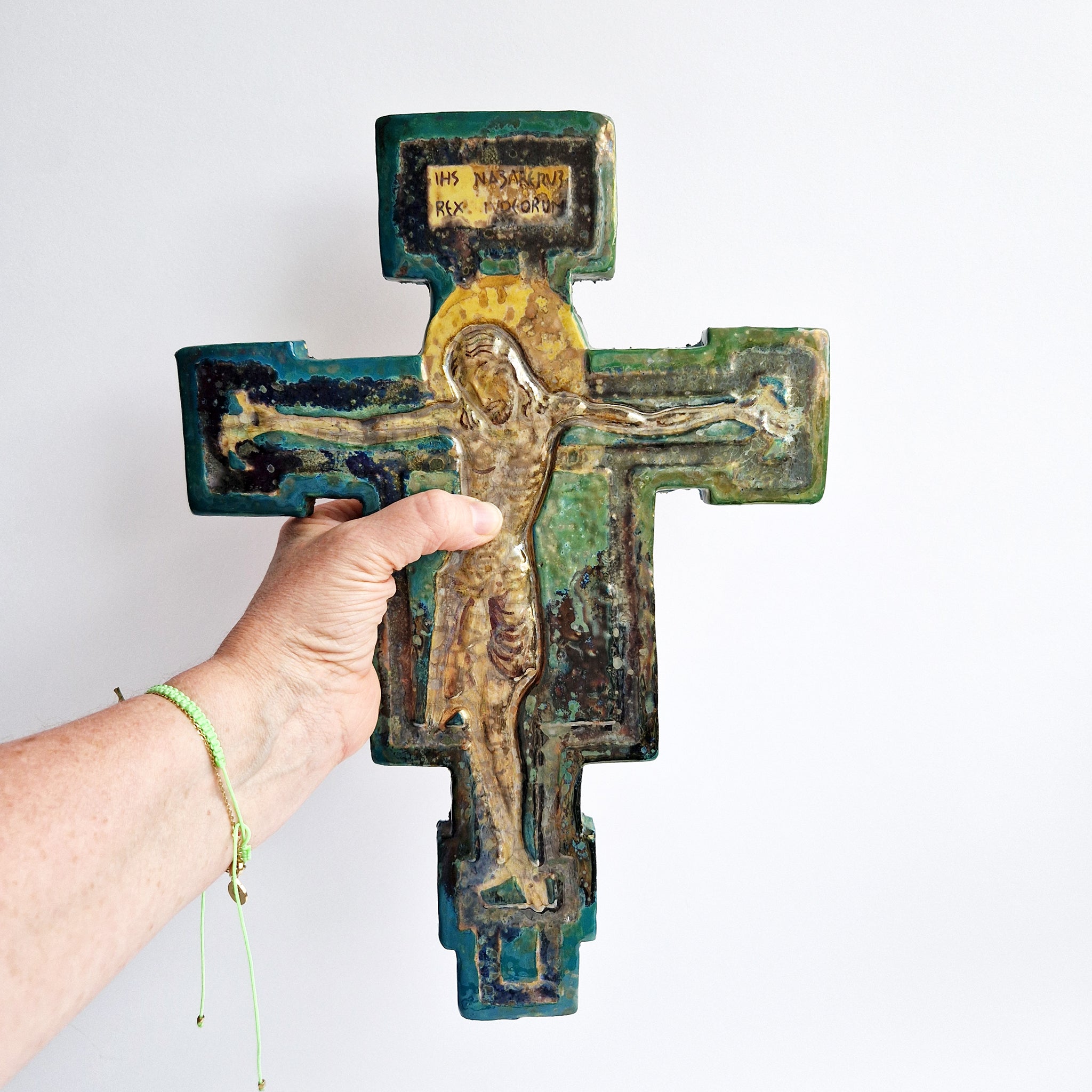 Vintage Italian ceramic crucifix