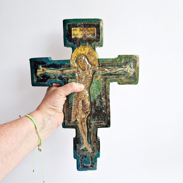 Vintage Italian ceramic crucifix