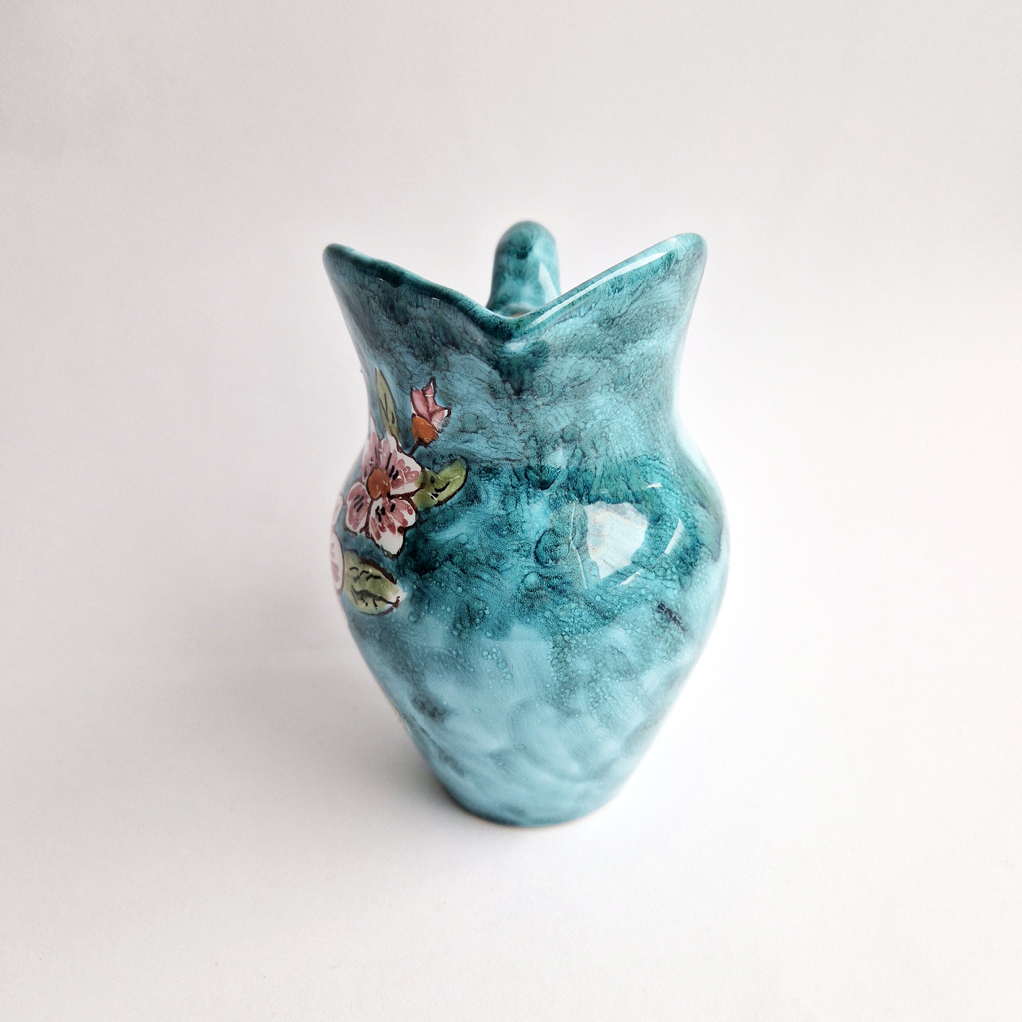 Vintage Italian ceramic jug with flowers